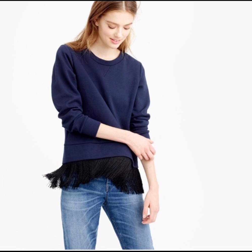 J Crew Fringe Hem Sweater
